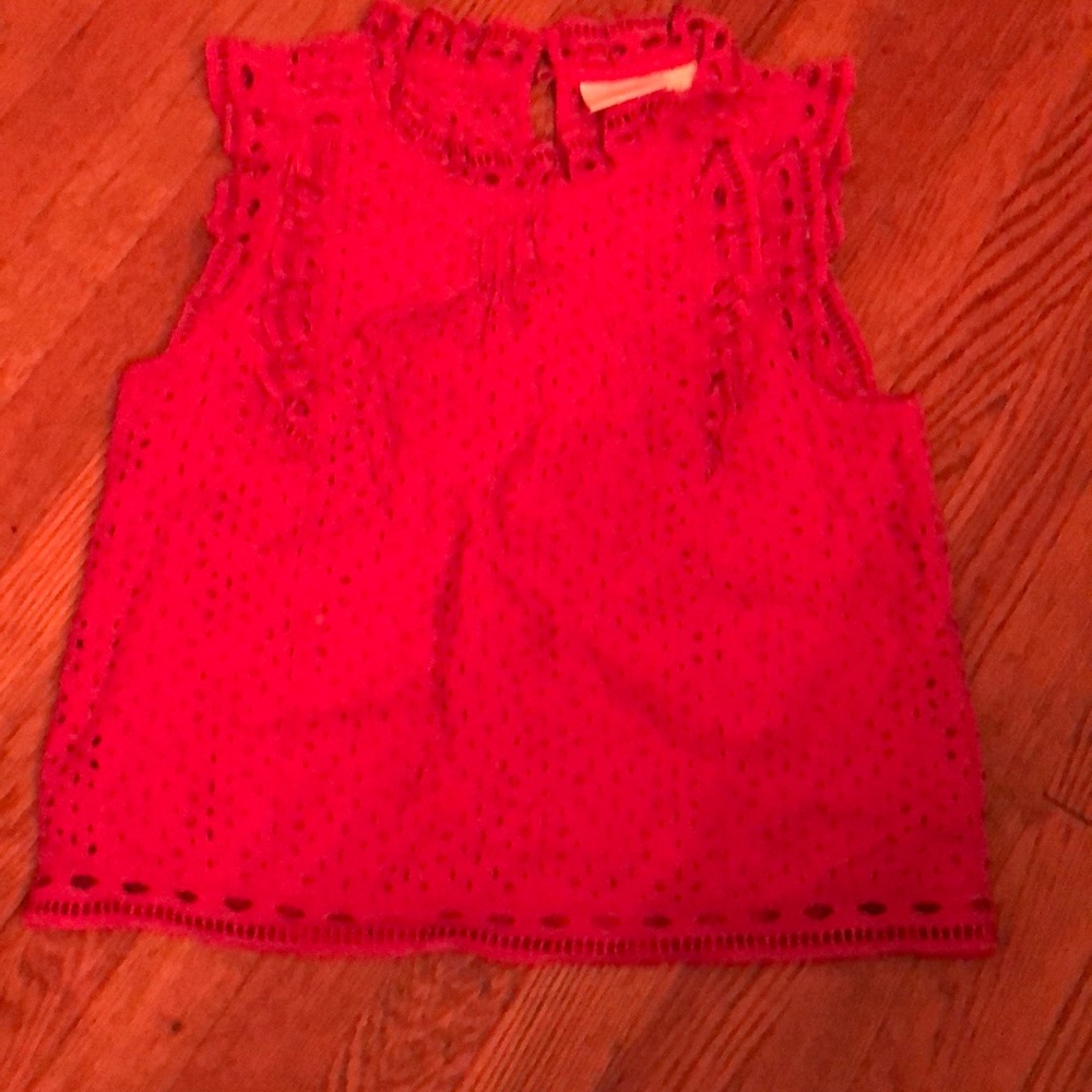 Anthropologie hot pink eyelet top. Size 6. NWOT